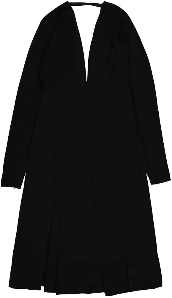BURBERRY Ladies Black Emelia Pleated Silk Cady Midi Dress, Brand